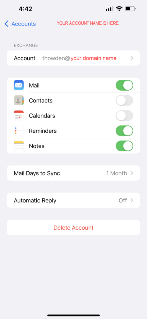 Apple iPhone Add Delete Exchange Account