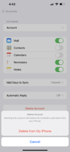 Apple iPhone Add Delete Exchange Account