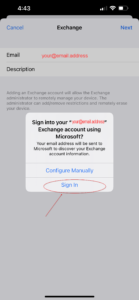 Apple iPhone Add Delete Exchange Account